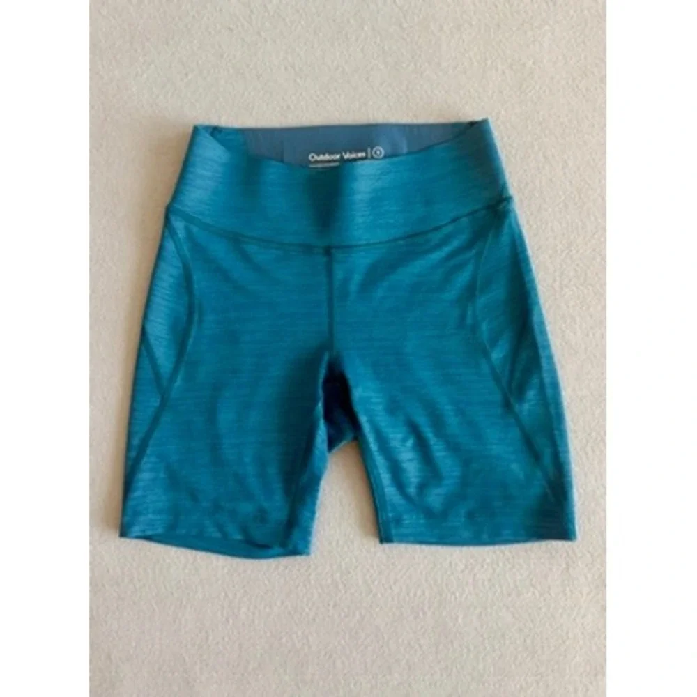 Outdoor Voices TechSweat Bike Shorts Teal Blue Space Dye Women's Size Small